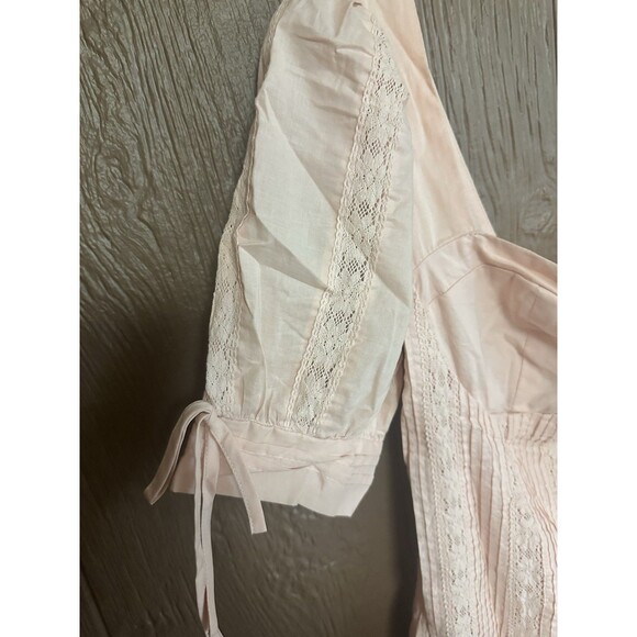 Lulu's Ryleigh Blush Pink Tie-Front Pleated Lace Mini Dress Size Medium Ruffle - Picture 5 of 7